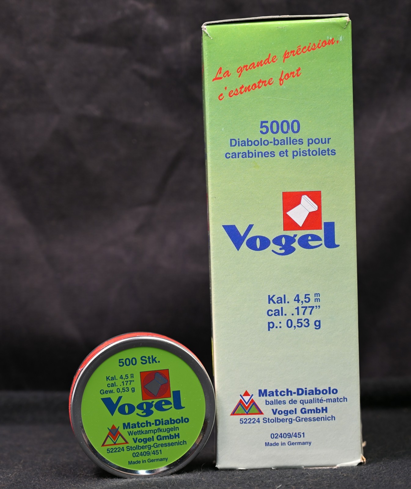 Case of 5000 Vogel Match-Diabolo .177 Cal / 4.5mm Airgun Pellets 10 Sealed Tins