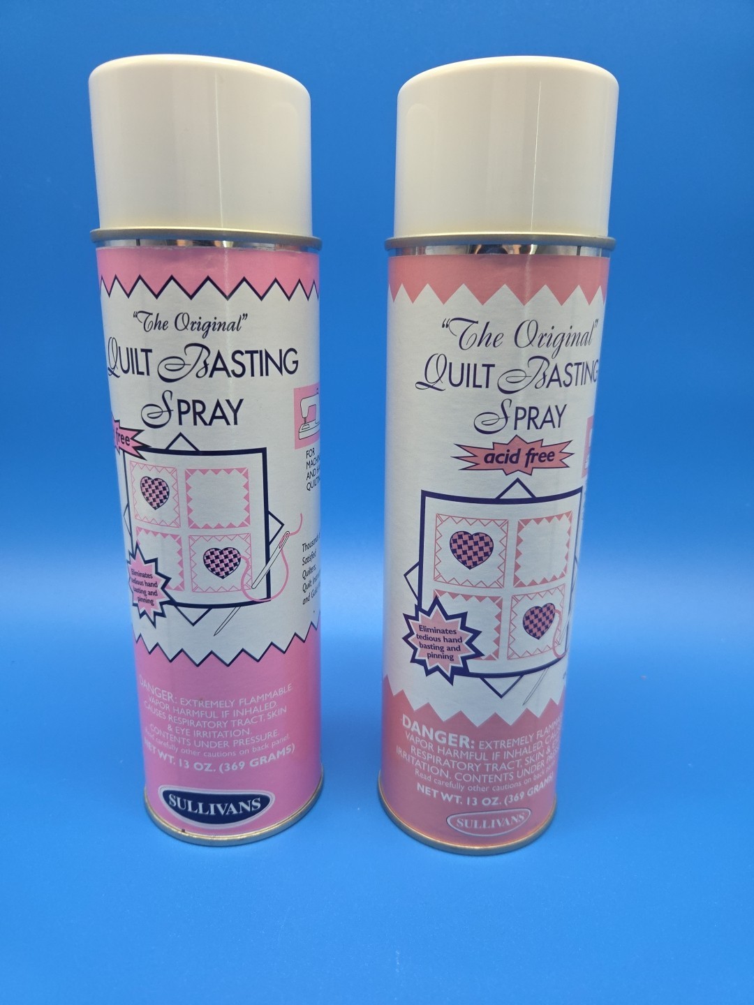 2 Cans Of SULLIVANS The Original Quilt Basting Spray- 1 Full 2nd Mostly Full