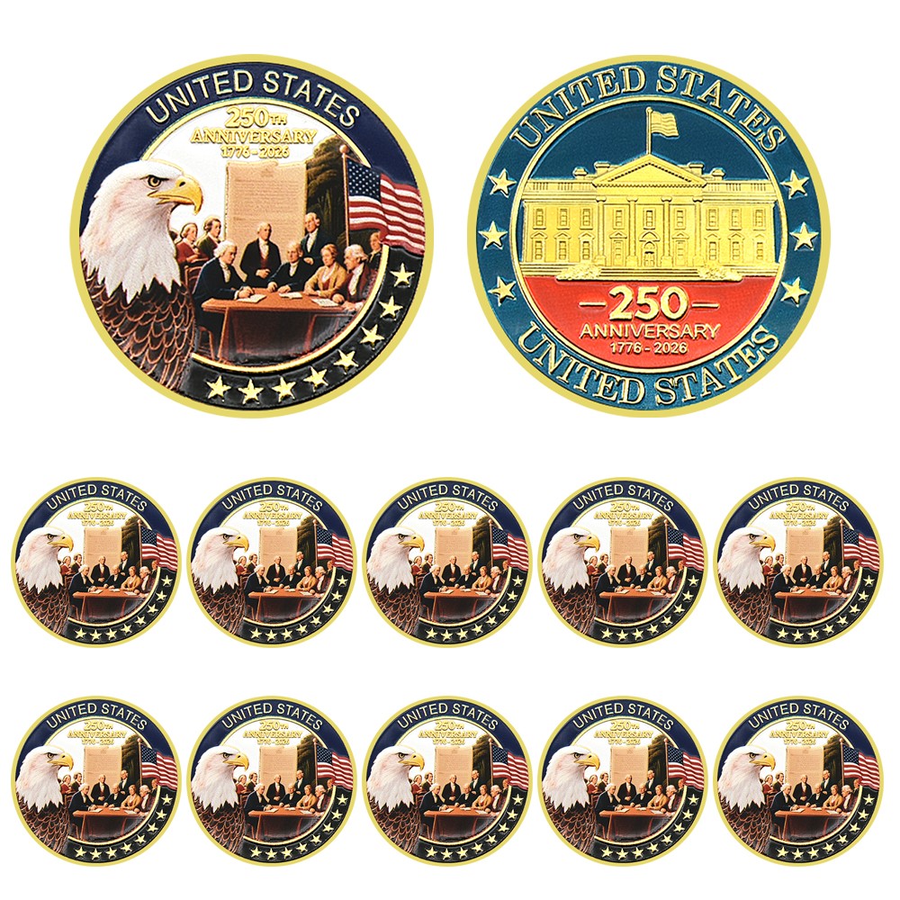 10PCS USA 250th Anniversary 1776-2026 Gold Commemorative Coin Eagle White House