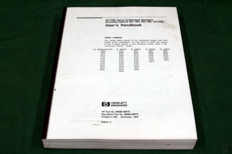 HP  8360  SERIES USER'S  HANDBOOK