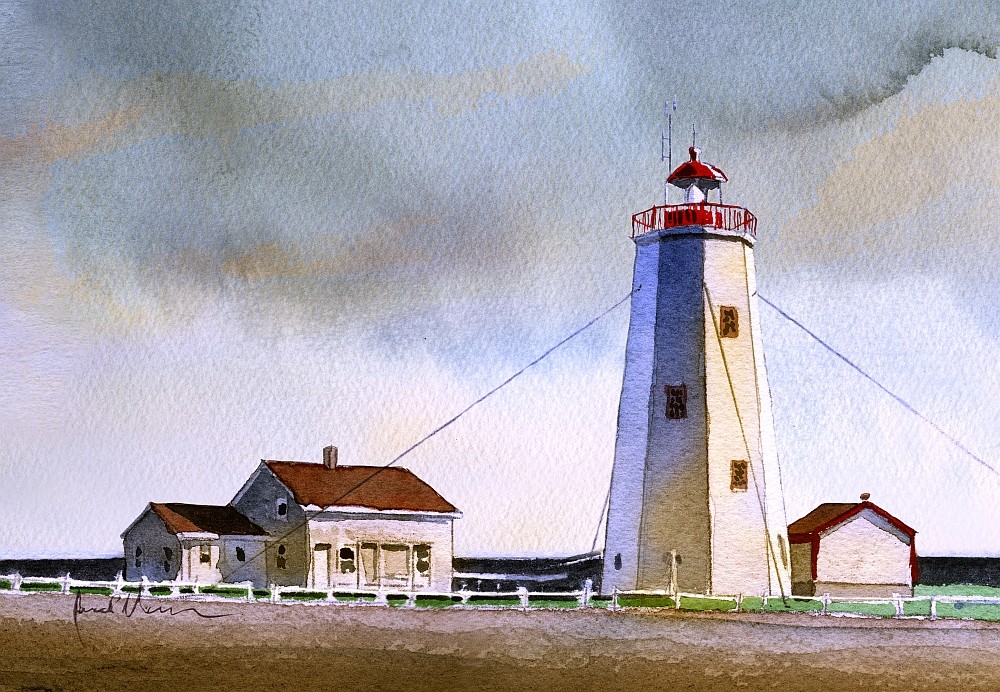 Miscou Island Lighthouse, Chaleur Bay New Brunswick Canada. James Mann Notecards