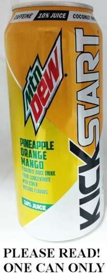 Mountain Dew Pineapple Orange Mango Kickstart (2025) Caffeine NEW FULL 16oz Can