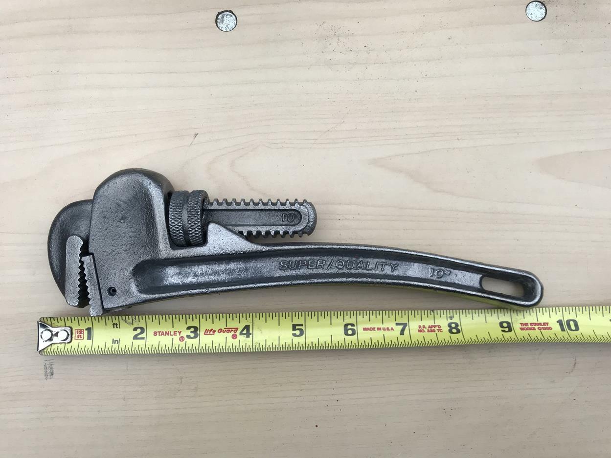 BENT - VTG 10" Pipe Wrench PW-10 Forged Steel Heavy Duty Tool Monkey PW10 Plumb