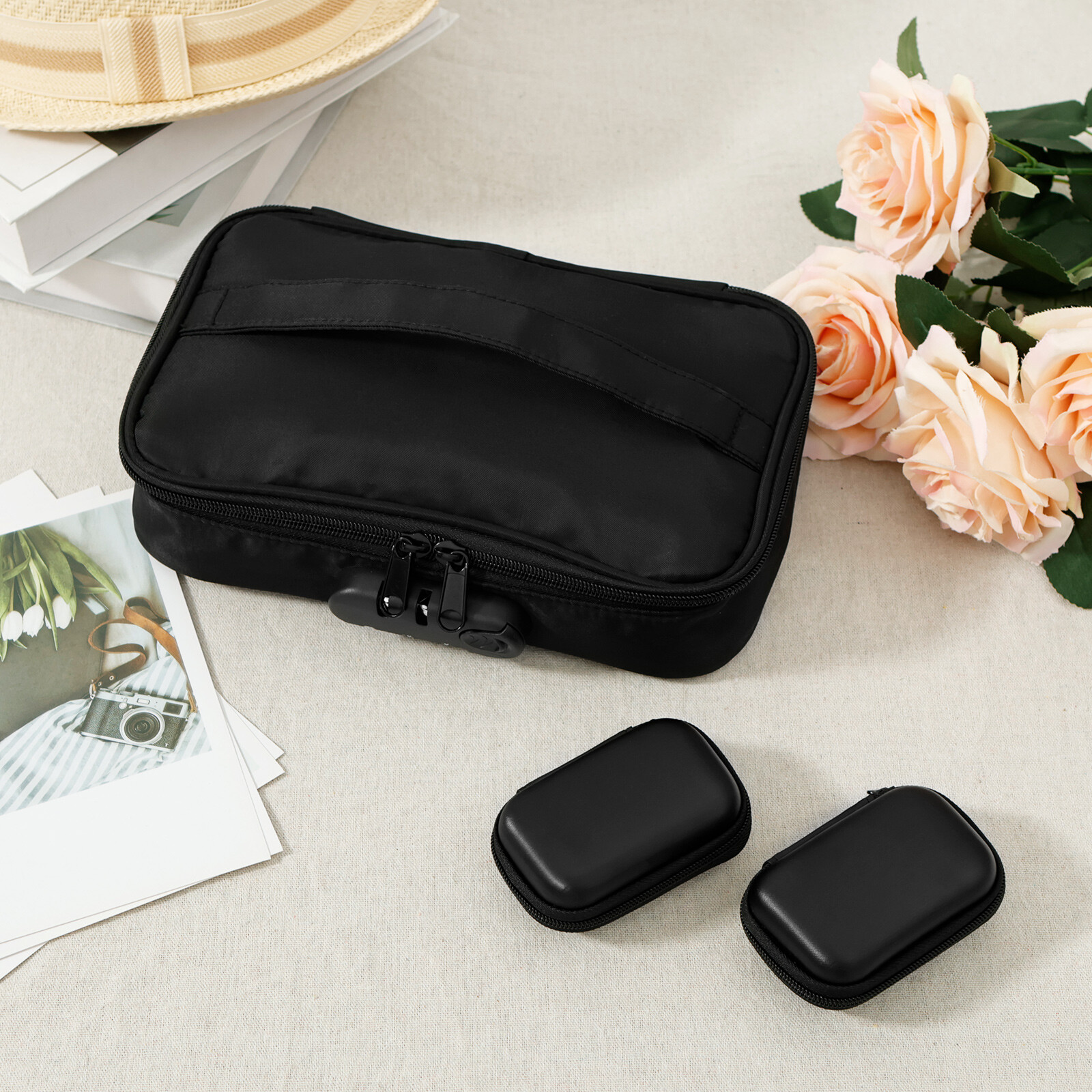 Lockable Toy Storage Bag Portable Locking Storage Bag with Mini Zipper Box‰`