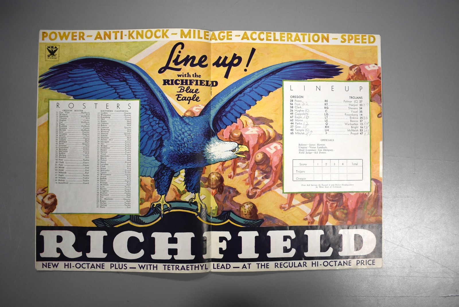 University Of Oregon vs USC November 18th 1933 Official Game Program