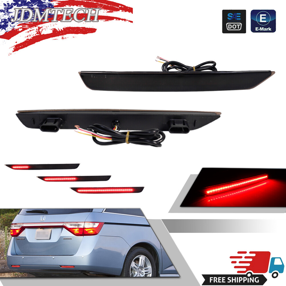 For 11-17 Honda Odyssey Smoke Lens Red LED Tail Brake Sequential Signal Lamp Kit