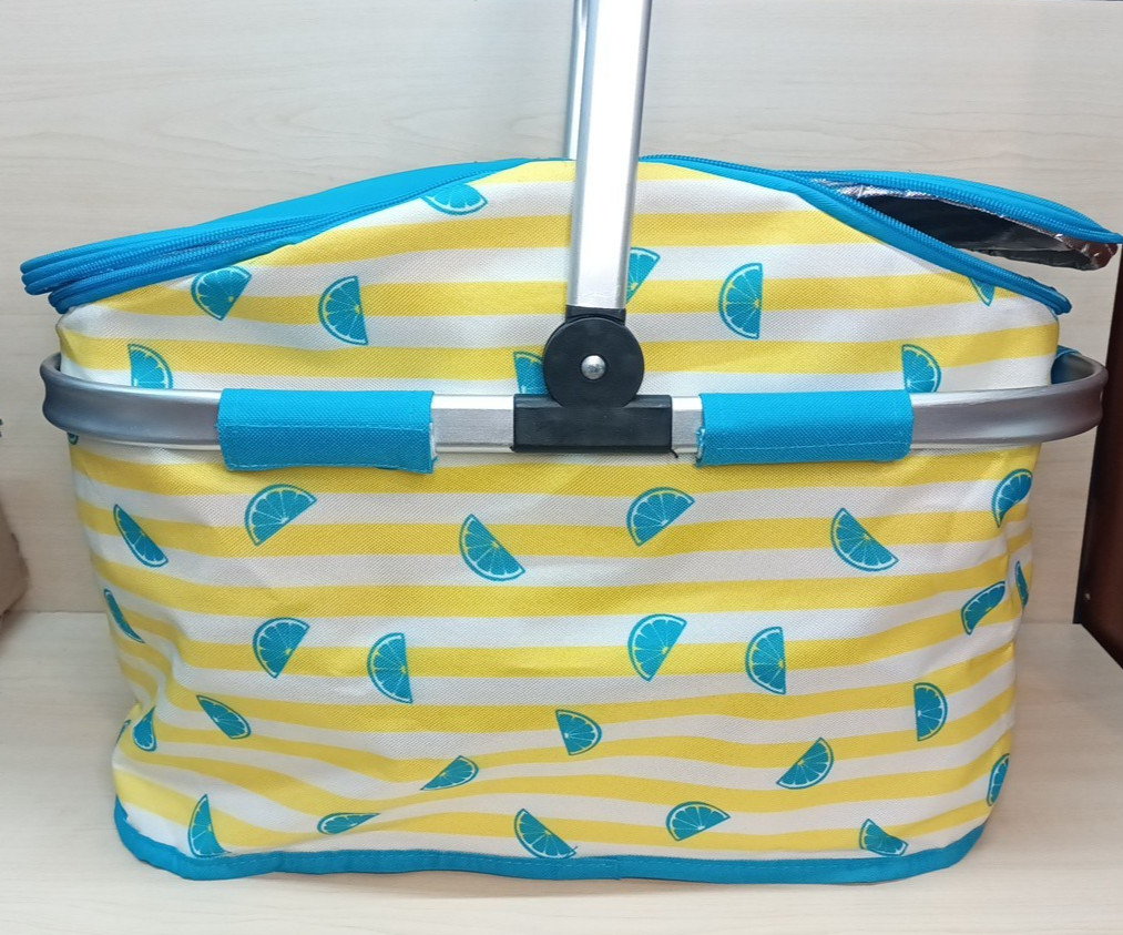 Soft Sided Picnic Basket Cooler Aluminum frame/Handle Lightweight ~19x10x10