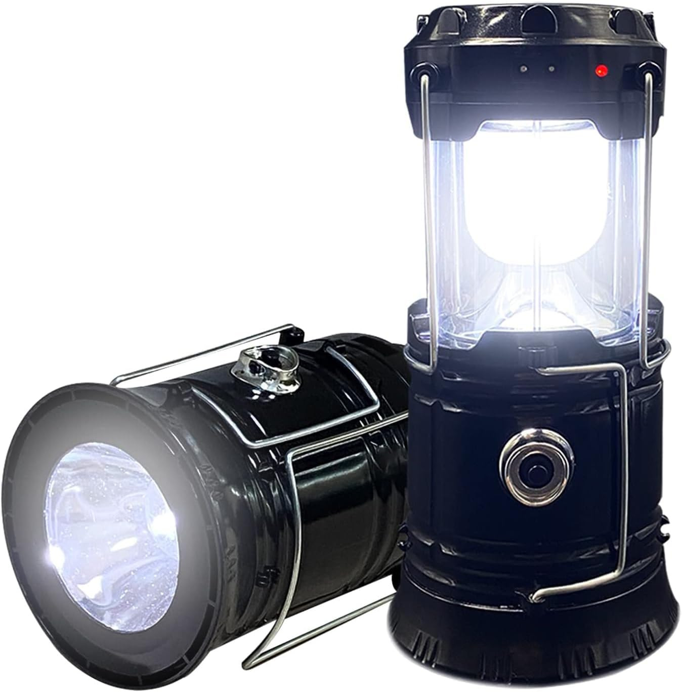 2-Pack Collapsible Camping Lantern Solar USB Rechargeable Portable Lightweight