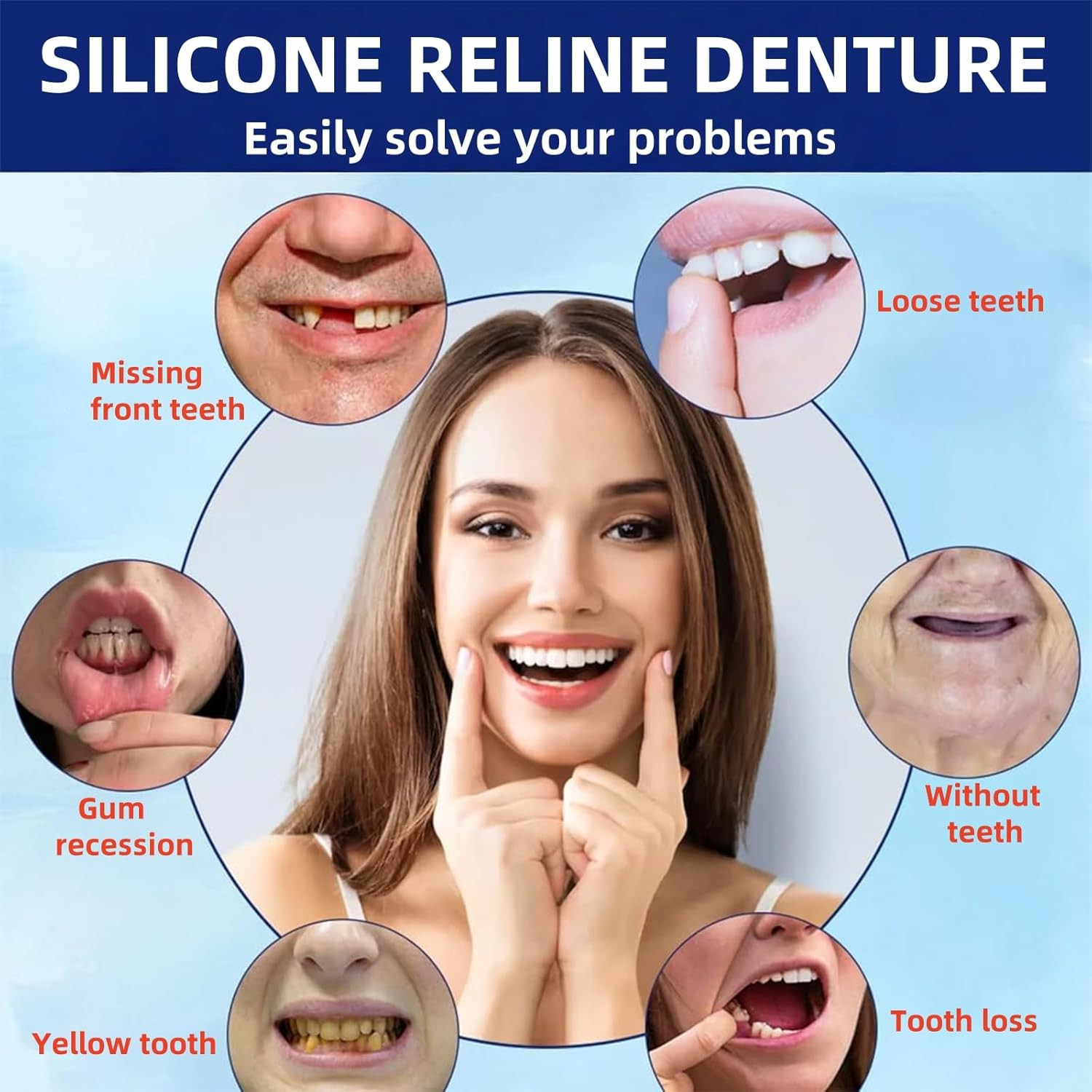Soft Silicone Denture Liners – Comfortable Fit Denture Set with Upper & Lower Li