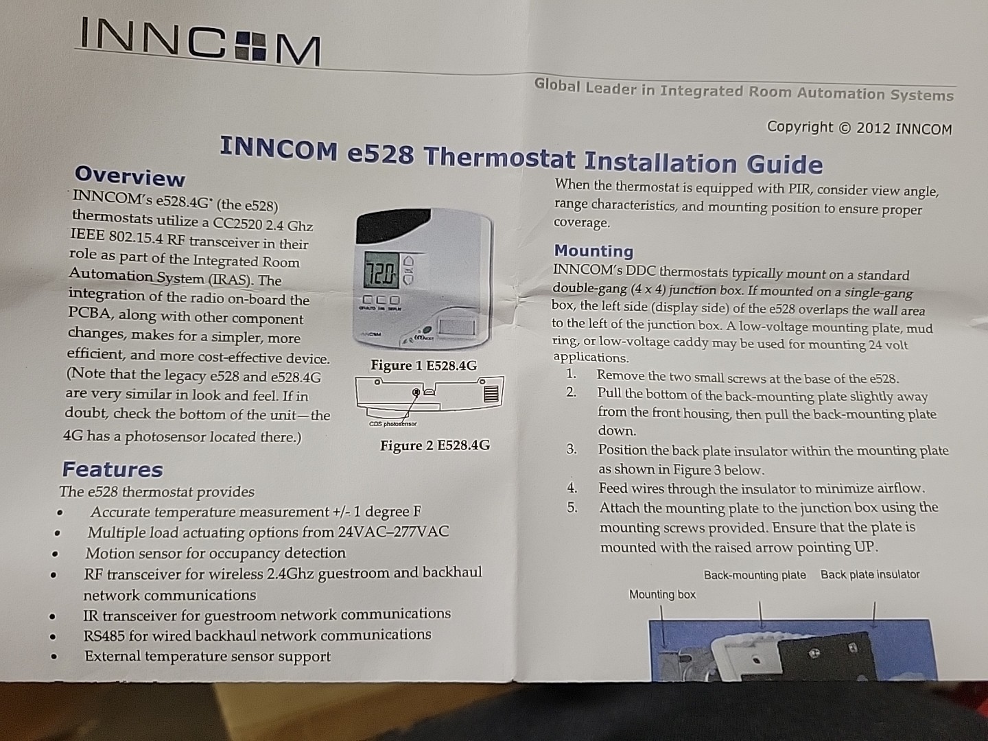 Honeywell INNCOM E528 Smart Thermostat with Motion Sensor and ESM