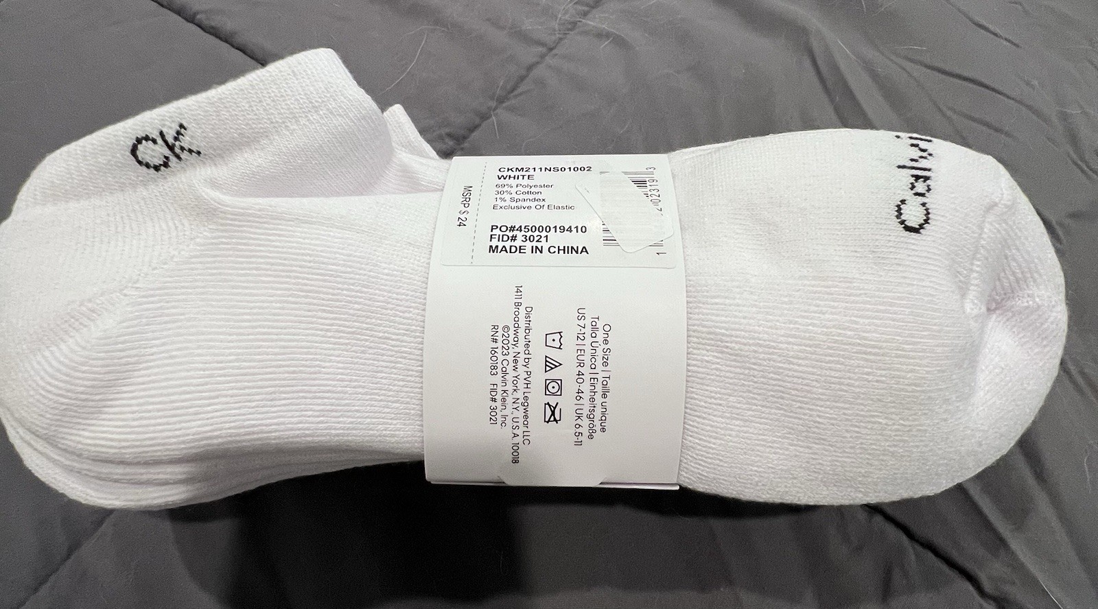 Calvin Klein 6 Pair Cushion No Show Socks White Men’s One Size CKM211NS01002 NWT