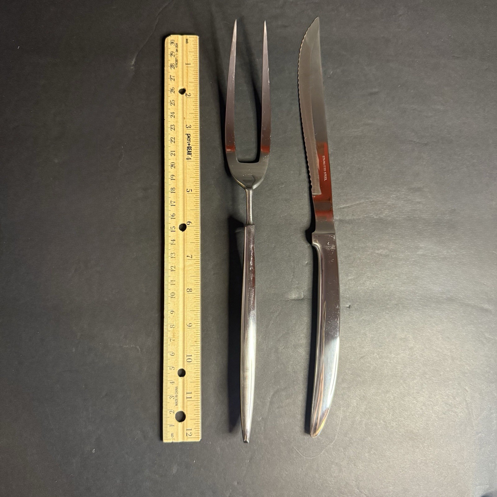 Vtg 2 Piece Stainless Steel Meat Carving Set Made In Japan In Original Packaging