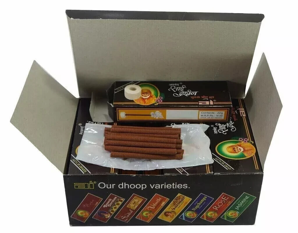 Anand Sai Darshan Incense Cones Dhoop Natural Fragrance 12 Pack 16 Cones Each