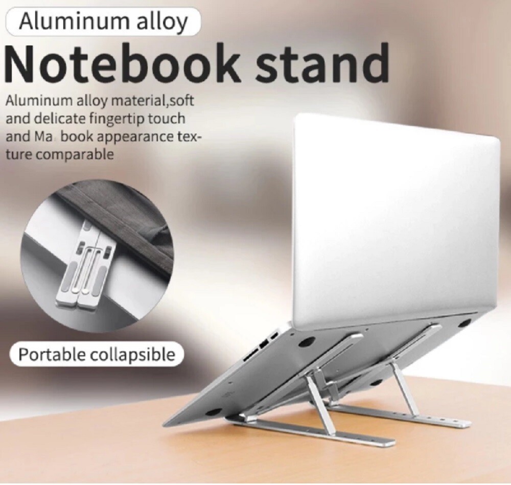 Adjustable Aluminum Laptop Stand - Portable Desk Riser, Ergonomic Laptop Holder
