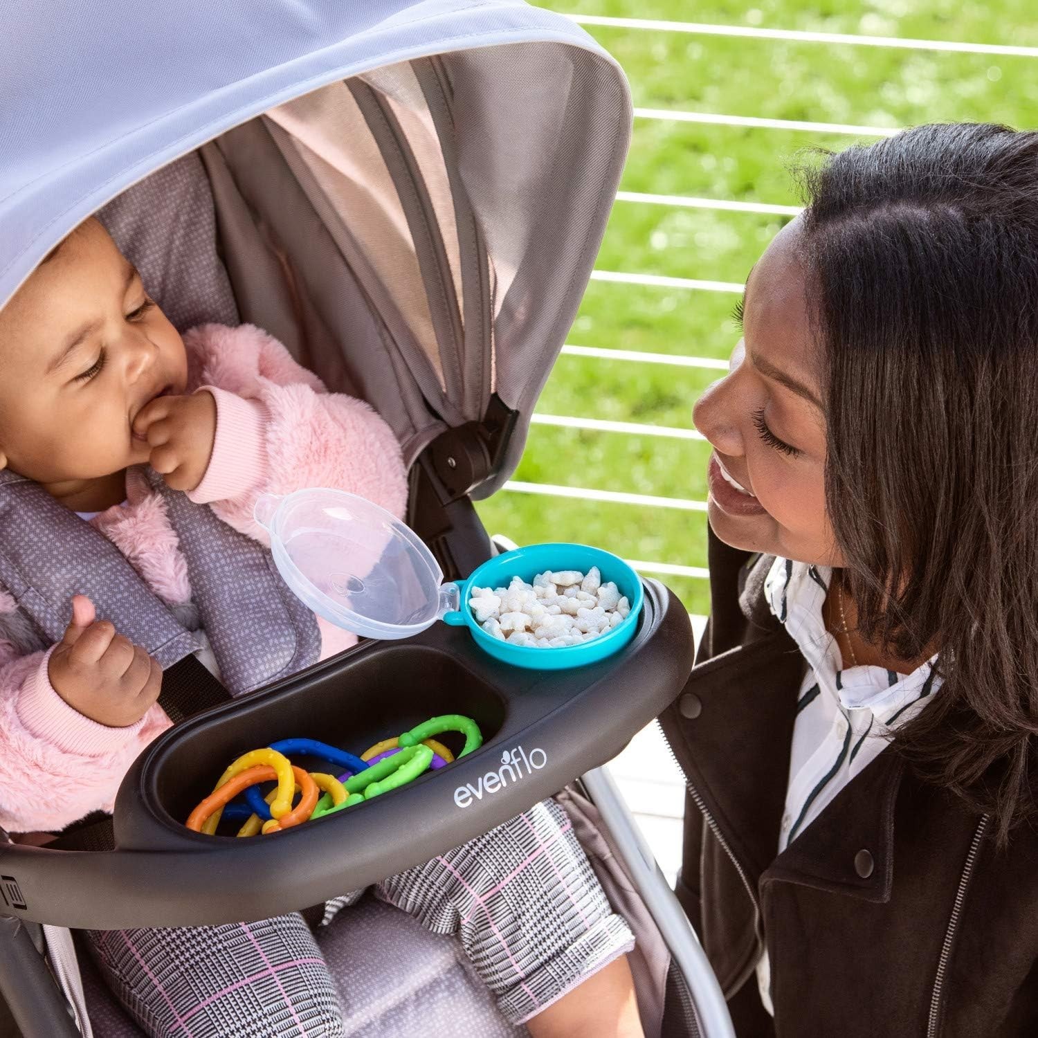 Spacious Child Snack Tray for Evenflo® Strollers – Includes Snack Cup Accessory