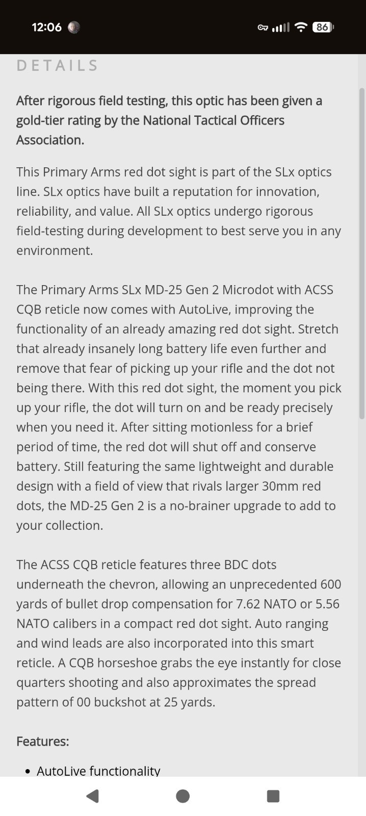 primary arms slx acss red dot, slx micro magnifer, and ftsm mount