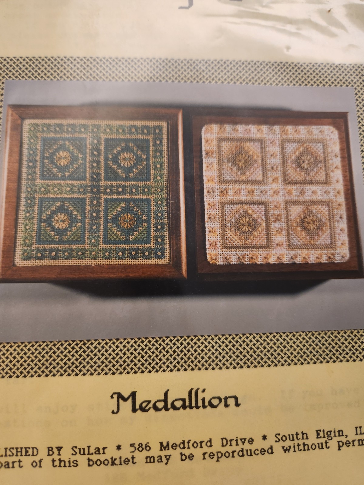 Sular's Prime Time Designs MEDALLION Needlepoint 1990 pattern #009 Vtg Rare