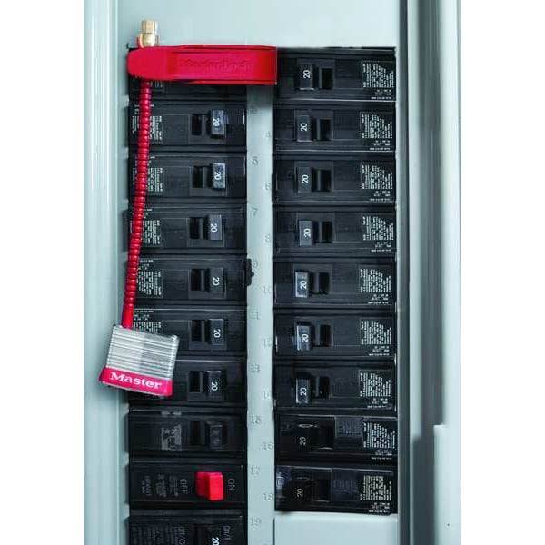 Master Lock 7C5red Circuit Breaker Switch Padlock, Keyed Different, Steel, Red,