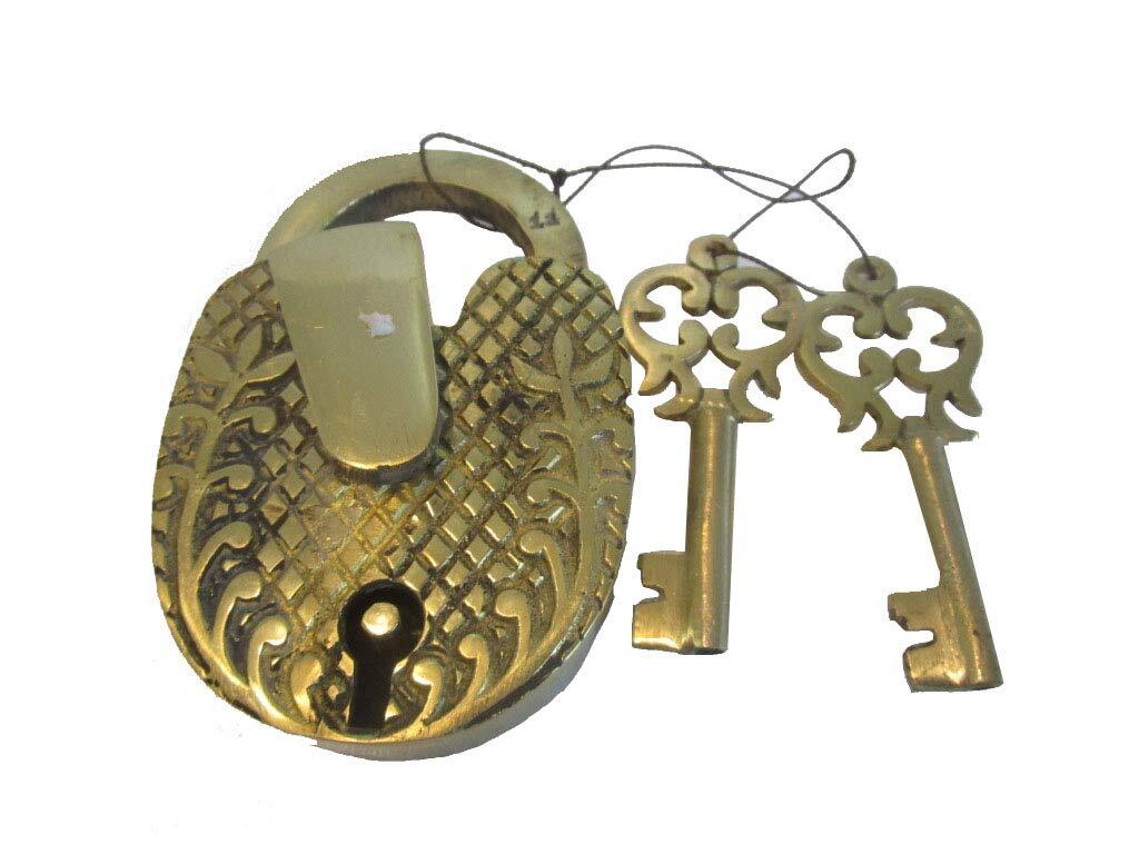 Vintage Style Handmade Brass Padlock With keys Working Functional Lock For Door