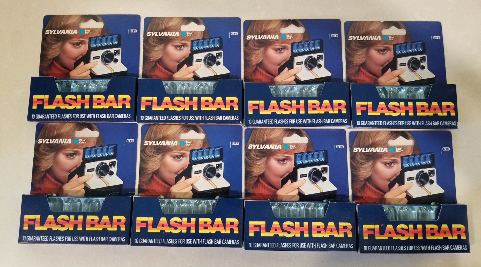 Vintage Sylvania Blue Dot Flash Bar 10 Flashes for Flash Bar Camera (8 Packets)