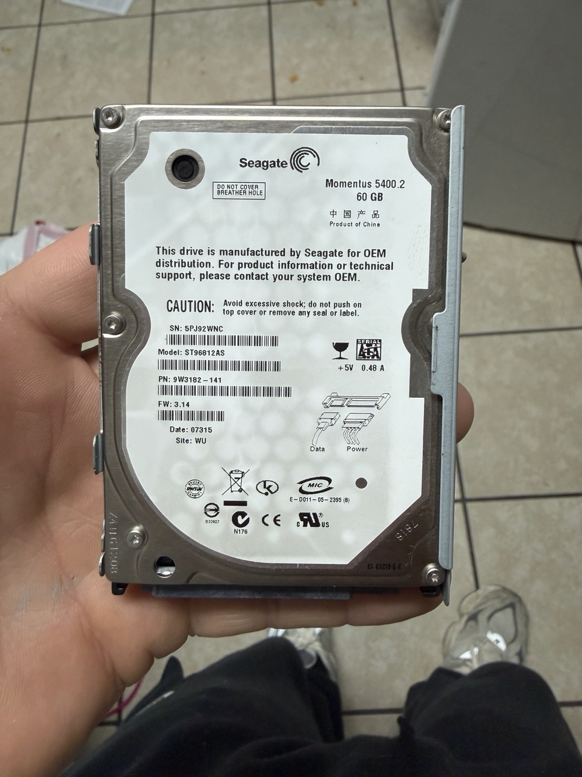 Original Sony PlayStation 3 PS3 CECHA01 60gb CECHE01 HDD Caddy and Hard Drive