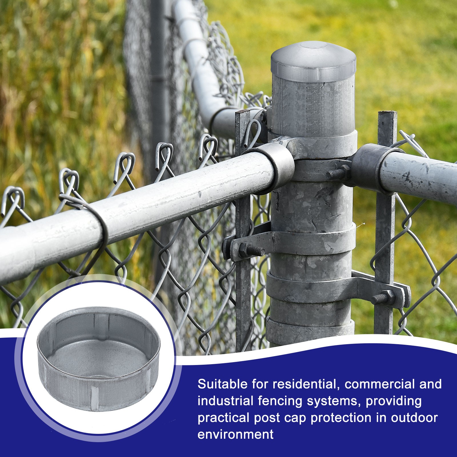 4Pcs Chain Link Fence Post Cap, Dome External Post Caps Fit 1-5/8" OD Pipe