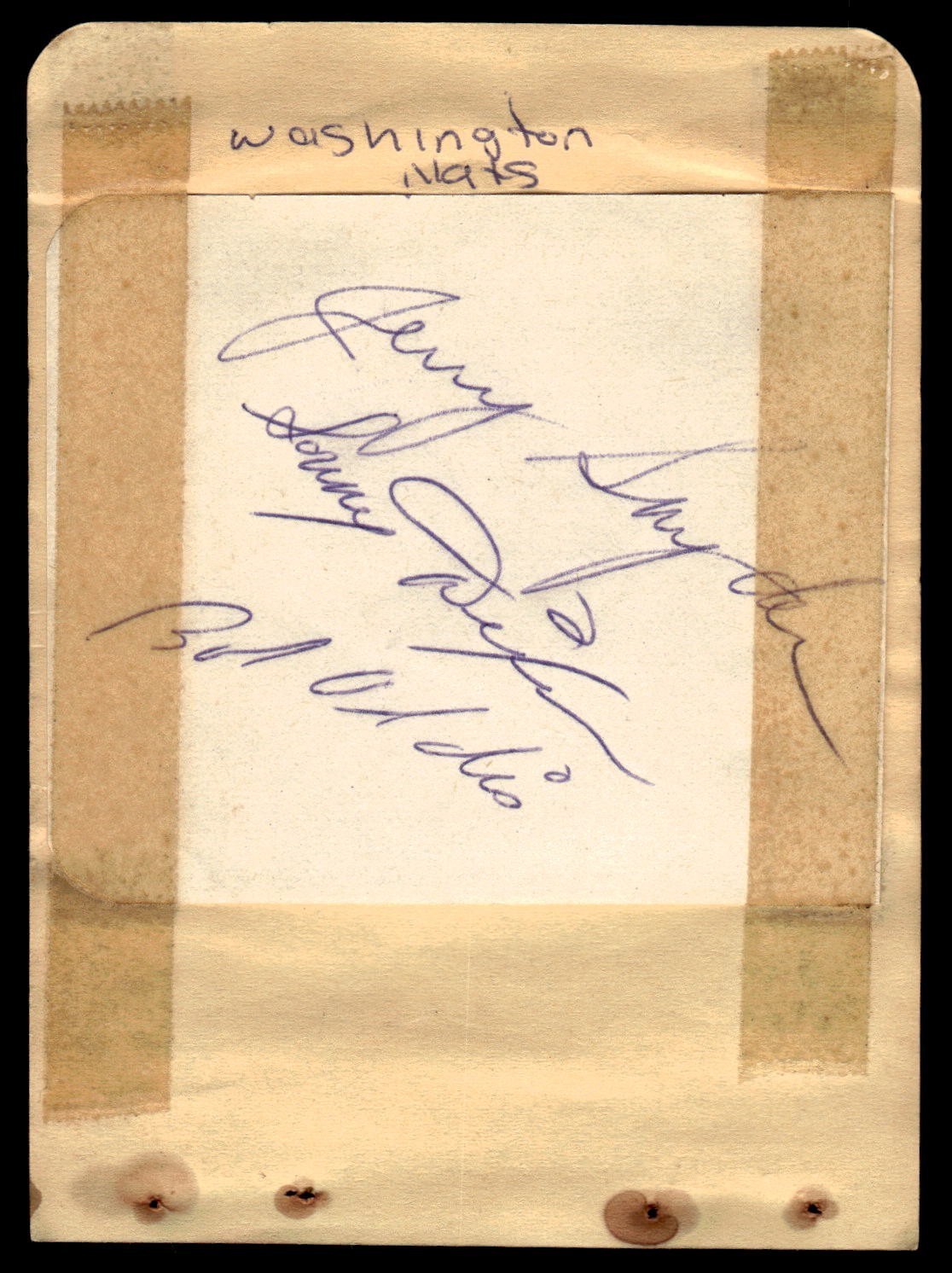 1955 Nationals Team Signed Sievers 3.5 x 5" Scrapbook Page (6 Autos) *TL741
