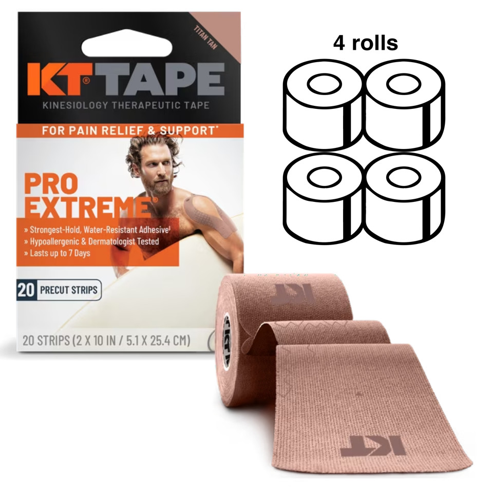 KT Tape Pro Extreme 20 Strip 10" Precut BEIGE Titan Tan ~ New (Lot Of 4)