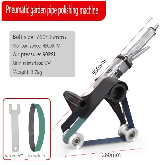35x760MM Pneumatic Belt Sander 4500RPM Round Tube Drawing Polishing Tool