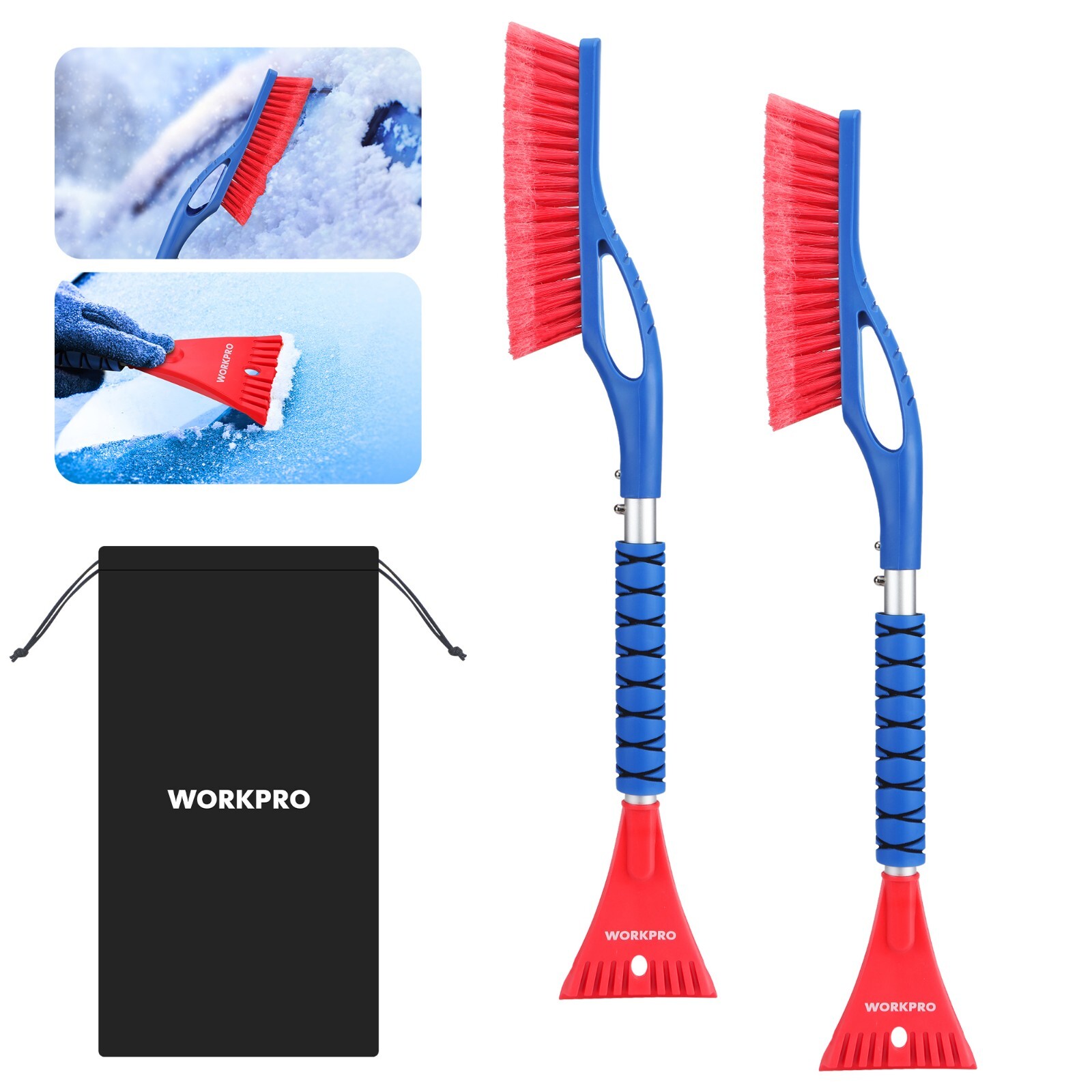 27"Snow Brush& Ice Scraper for Car Windshield 2-in-1Detachable Snow Removal Tool