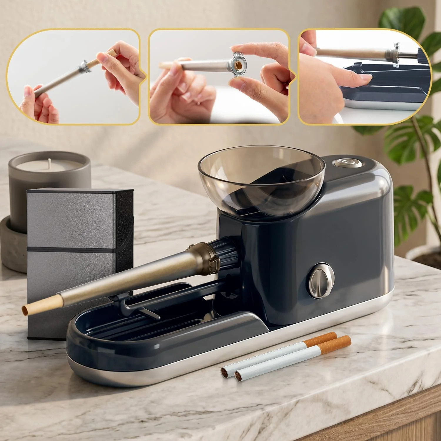 Efficient Electric Cigarette Rolling Machine Automatic DIY Tobacco Roller, Porta