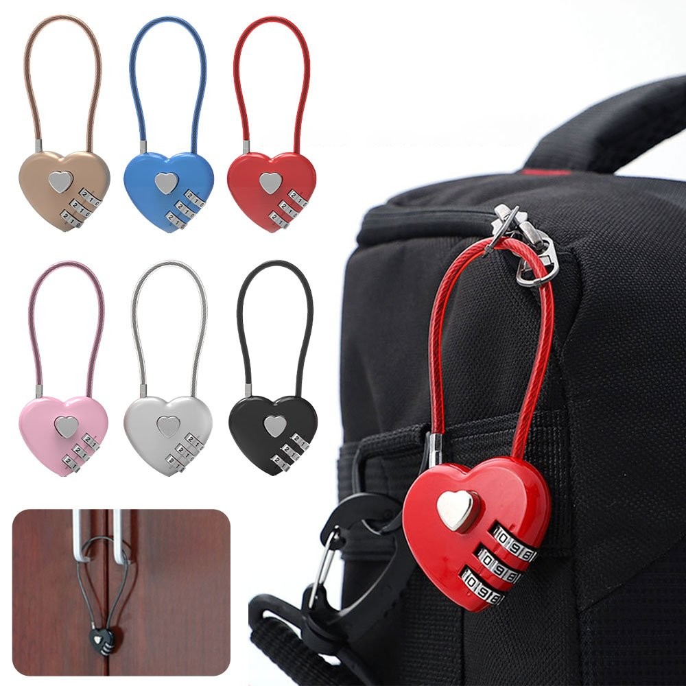 Lovely Heart Shaped Design Combination Mini Padlock Password Lock Safety JQ