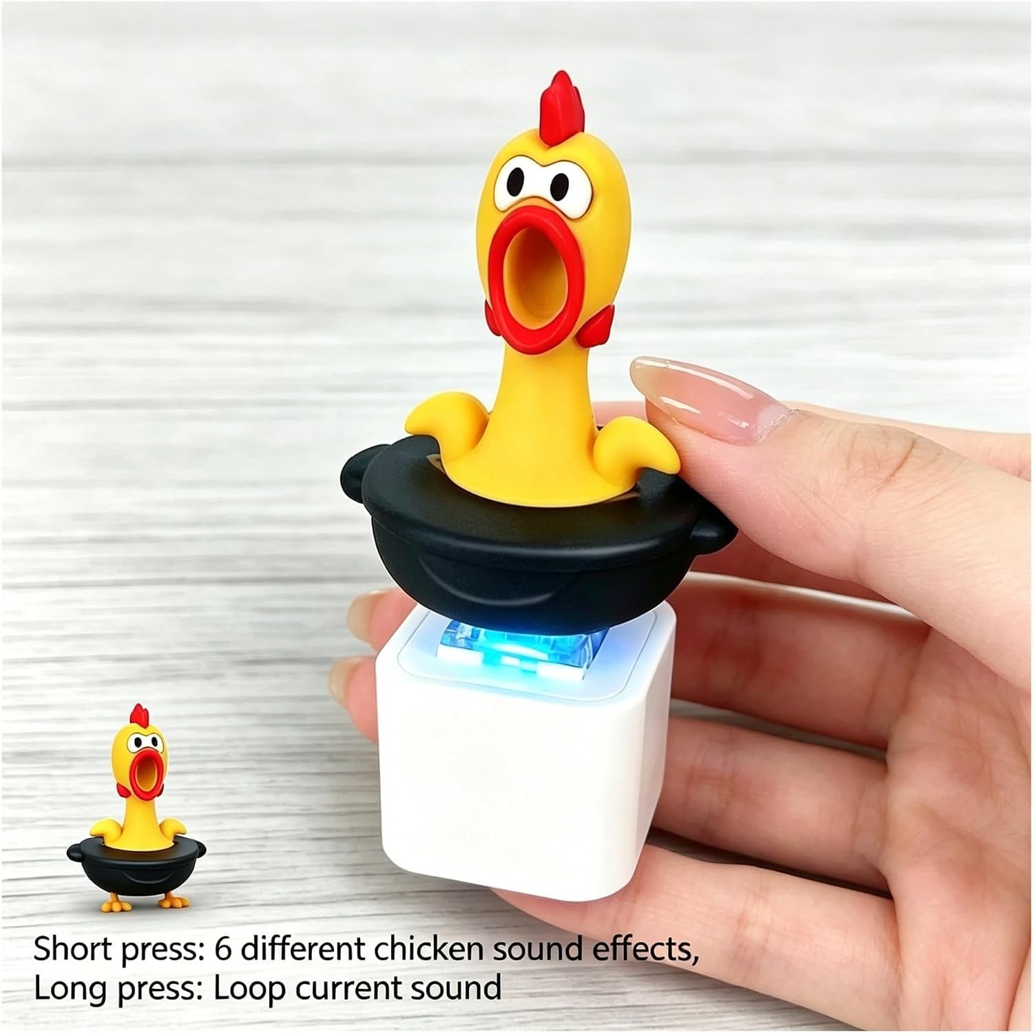 Screaming Chicken Sound Button Keychain, Rechargeable Fidget Clicker