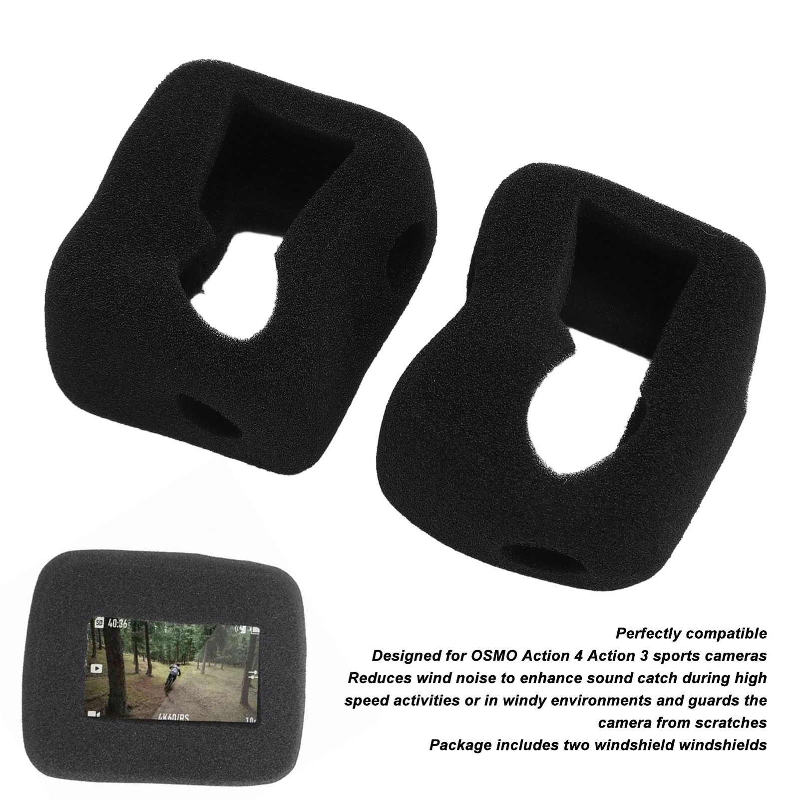 2pcs Professional Noise Reduction Foam Action Camera Windslayer Housing Case For