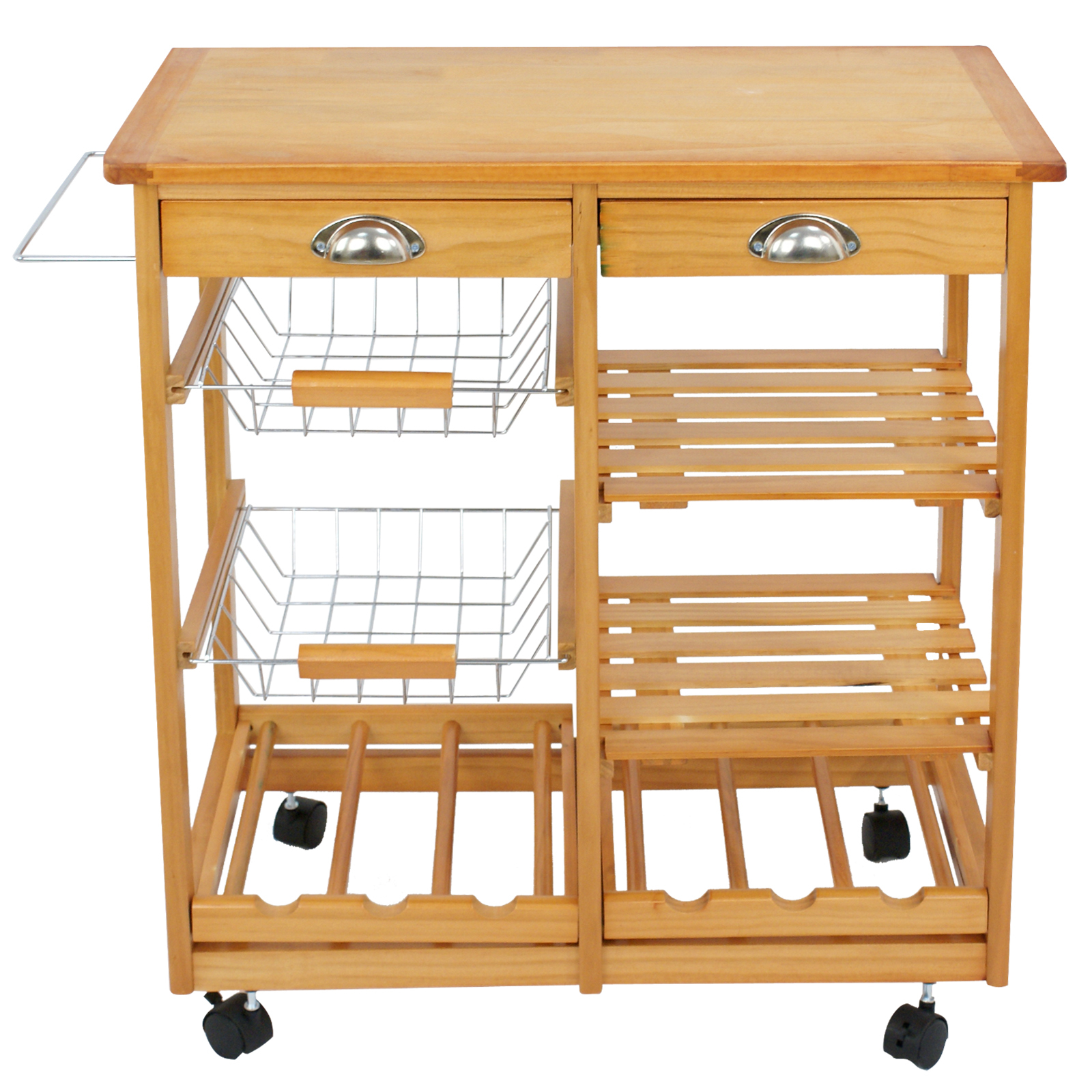 Rolling Kitchen Storage Cart Dining Room Island Trolley 2 Drawers Storage Rack