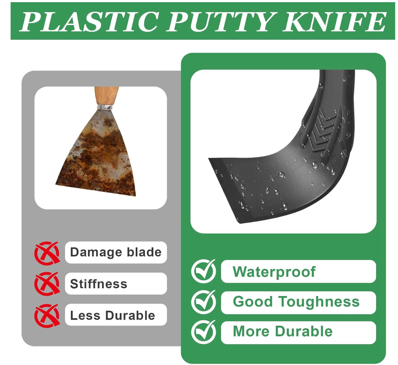 Plastic Putty Knife Set – 15 Pack Multi Sizes Flexible Scrapers – Spackle Knives
