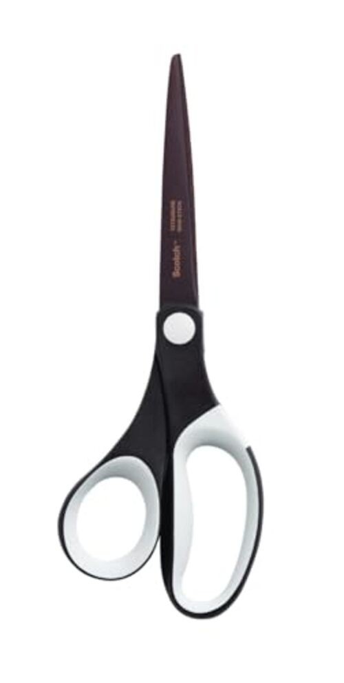 Scotch 8" Precision Ultra Edge Bent Titanium Non-Stick Scissors, Ideal for