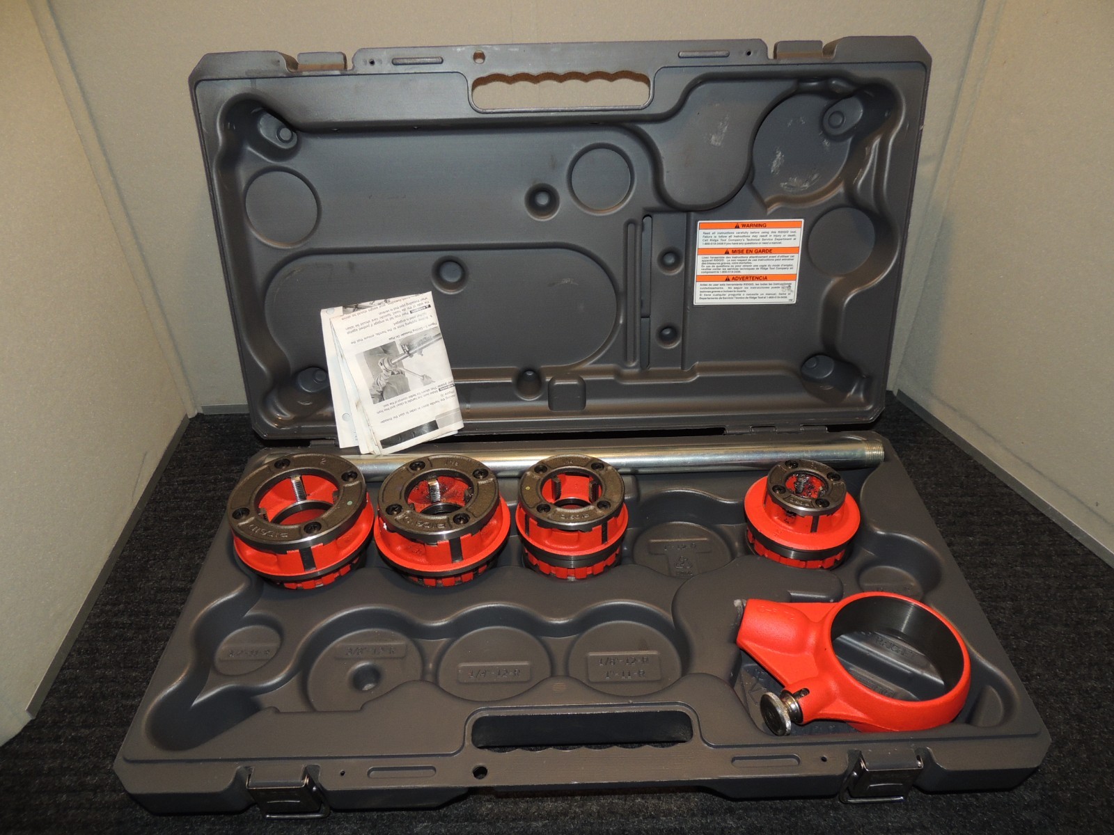 RIGID 12R T2 Exposed Ratchet Pipe Threader Set w/ Case 2" 1 1/2" 1 1/4" 3/4"