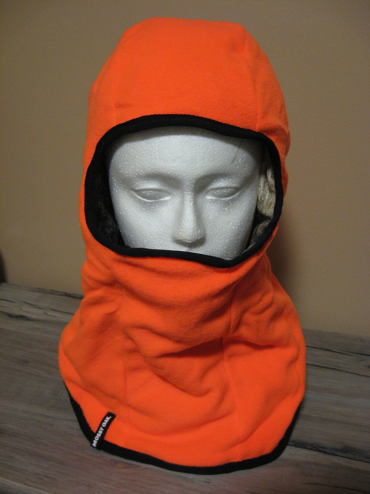 Mossy Oak Camo Reversible To Blaze Orange Face Mask Neck Wrap Hood Hunting Cap