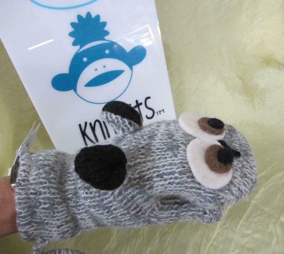 Gray OWL MITTENS knit mens womens ADULT costume HAT SOLD SEPARATE delux NEW