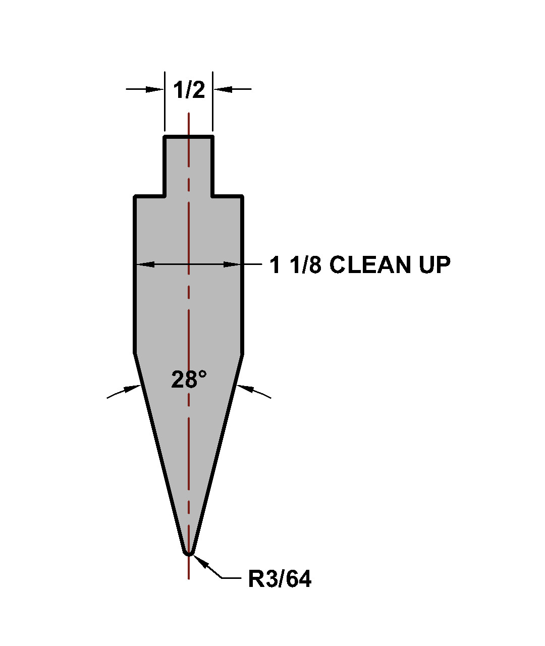 RITEWAY PRESS BRAKE DIE 30 DEGREE FORMING PUNCH #45 12 INCH