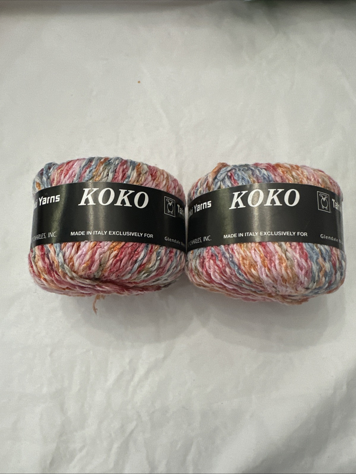 Vintage Tahki Stacy Charles Koko Metallic Nylon Cotton Viscose Yarn 2 Skeins
