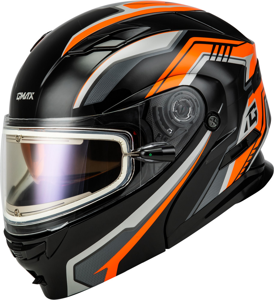 Gmax MD-01S Transistor Snow Helmet Orange Black Electric Shield Size XL