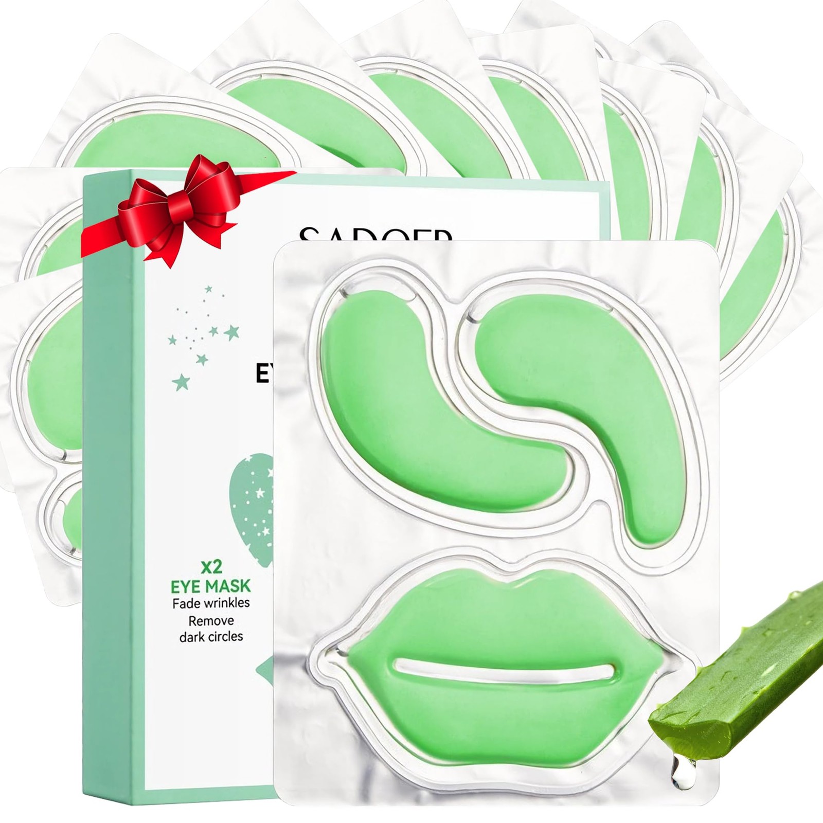 10 Pair Under Eye Mask & 10 Lip Skincare Set, 1 Count (Pack of 10)