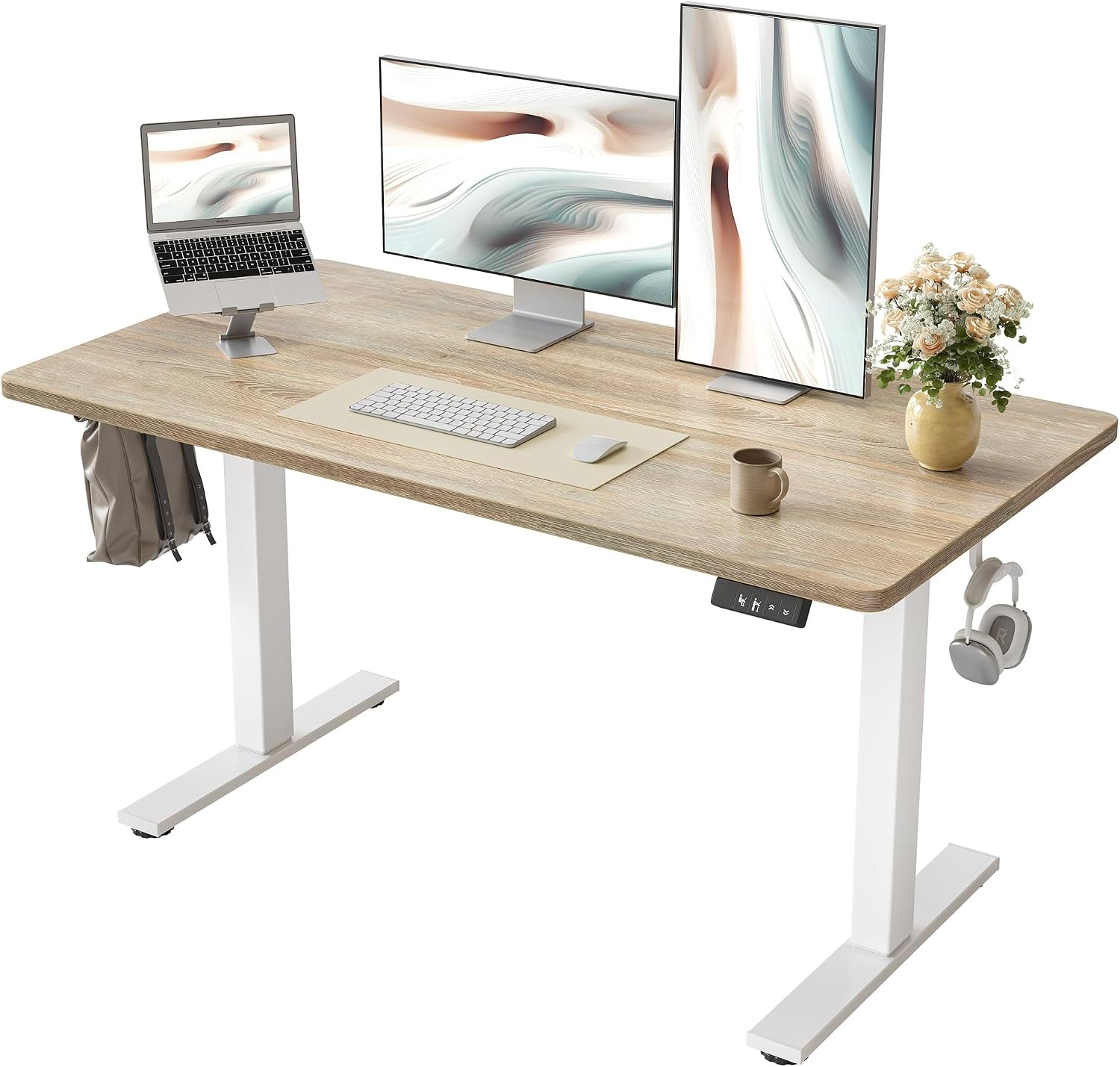 48 X 24 Inch Height Adjustable Electric Standing Desk, Maple | Smooth Height Adj