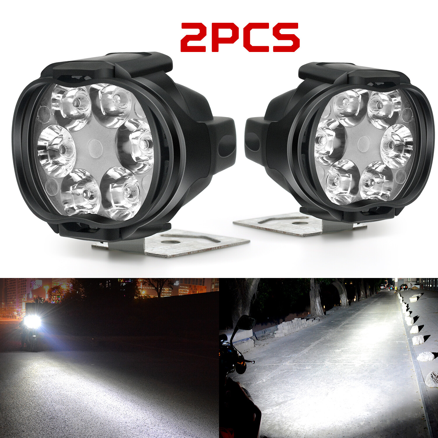 2Pcs Universal Car SUV Motorcycle LED Waterproof Lights Fog Light Headlight Lamp