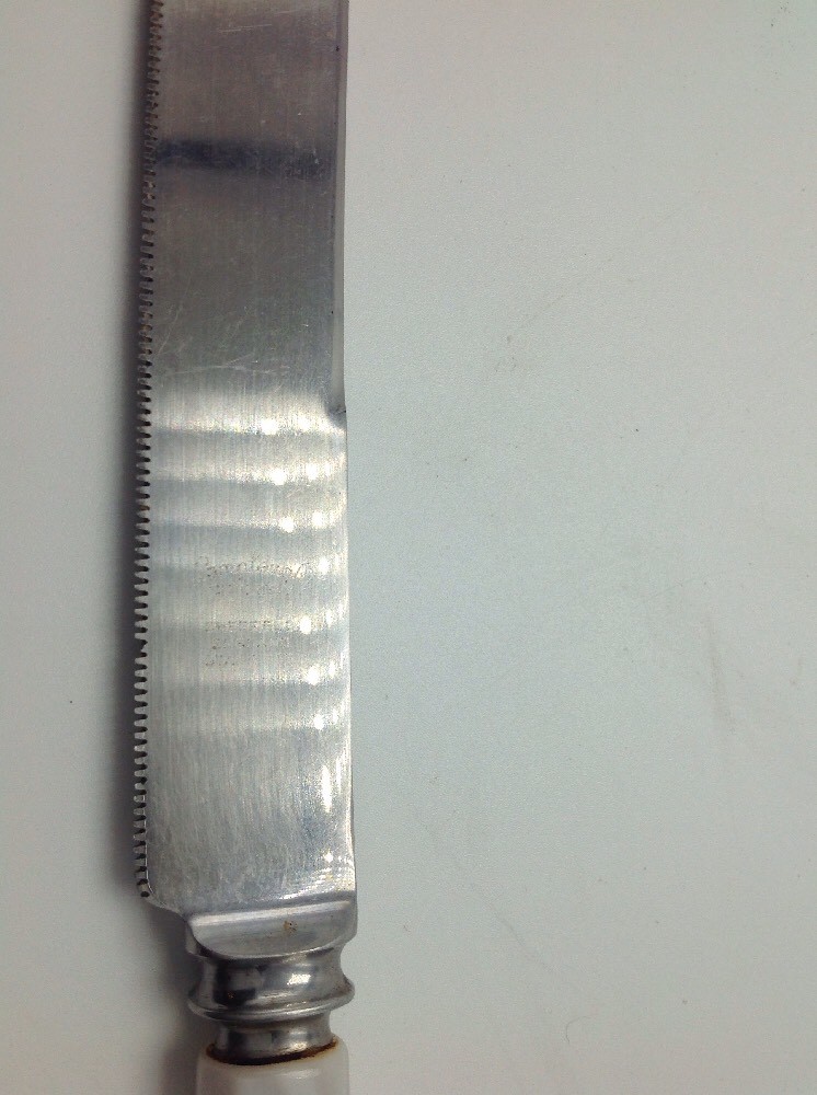 Vintage Lamplough Cutlery Knife Sheffield Stainless Pearlized Handle 8" Blade