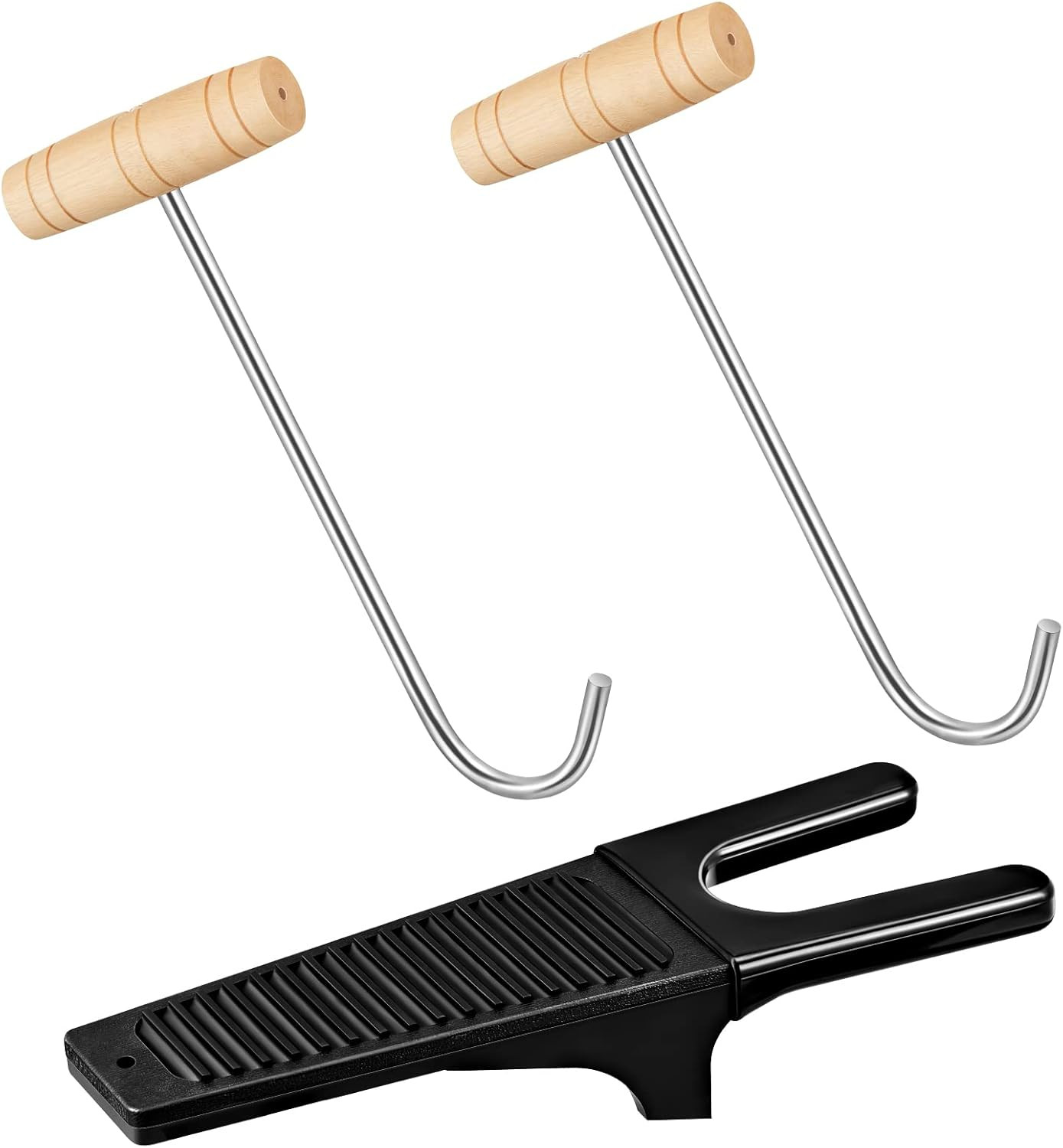 3 Pcs Boot Hook and Jack Set, Long Handle Cowboy Boot Puller, Stainless Steel &