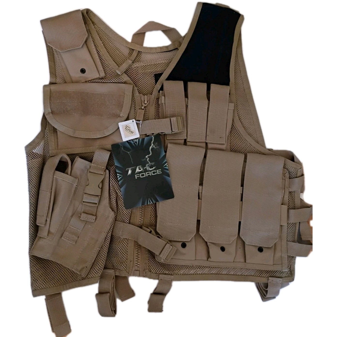 Tac Force Tactical Vest MOLLE Airsoft Paintball Hunting Fishing [Tan] (NEW, NWT)