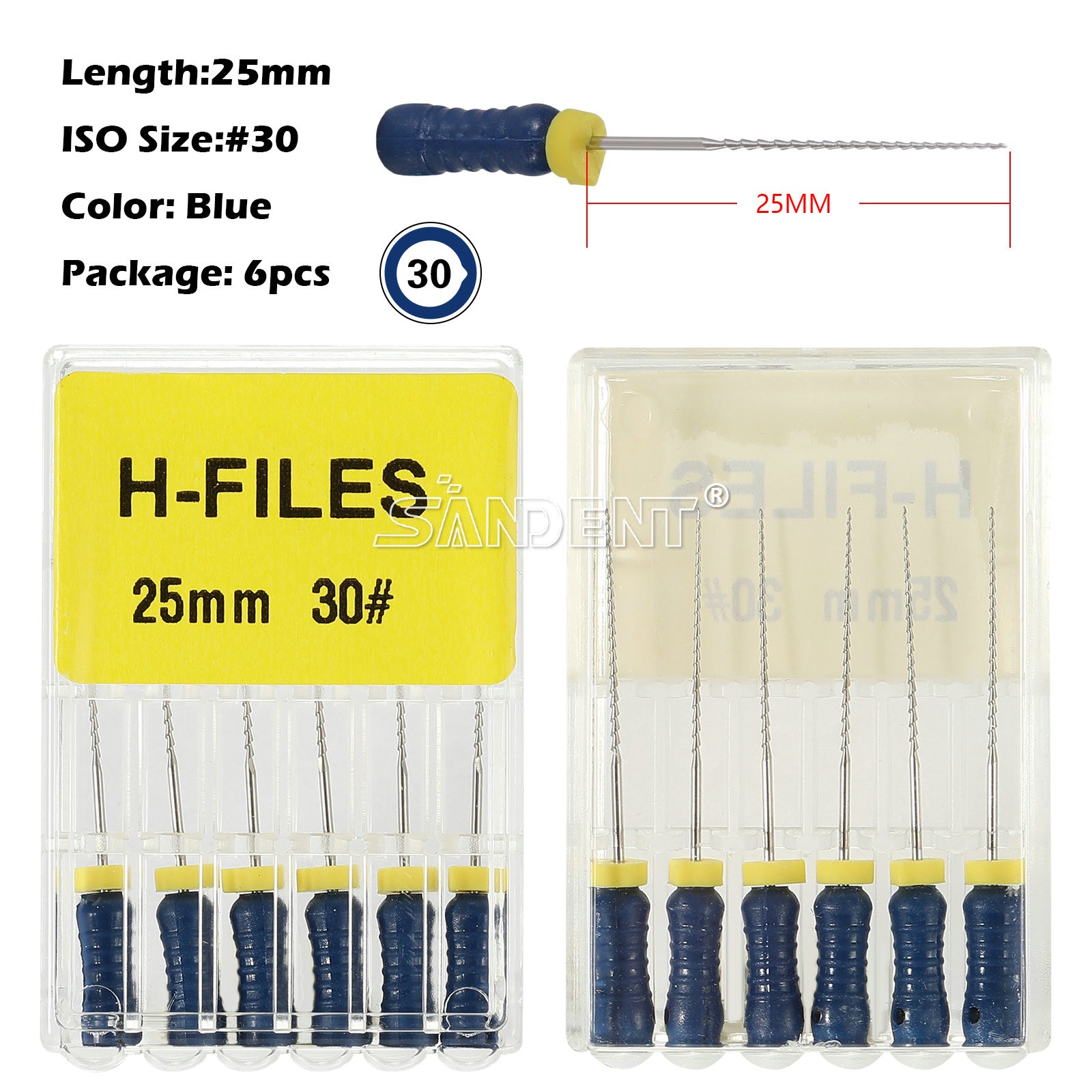 60Pcs Dental Endo Root Canal Files Hand Use H-Files Stainless Steel 25mm #30
